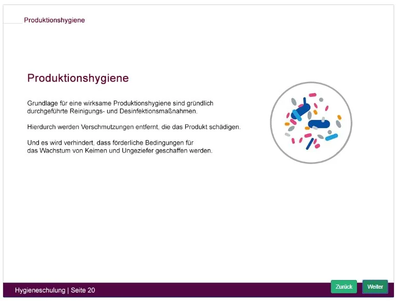 CAMPUS: Ansicht einer Online-Schulung mit Lernfortschritt
